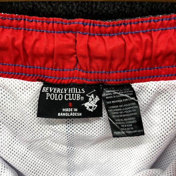 Beverly Hills Polo Club Trunks Mens Small Swimming Shorts Black White Check - Picture 9 of 14
